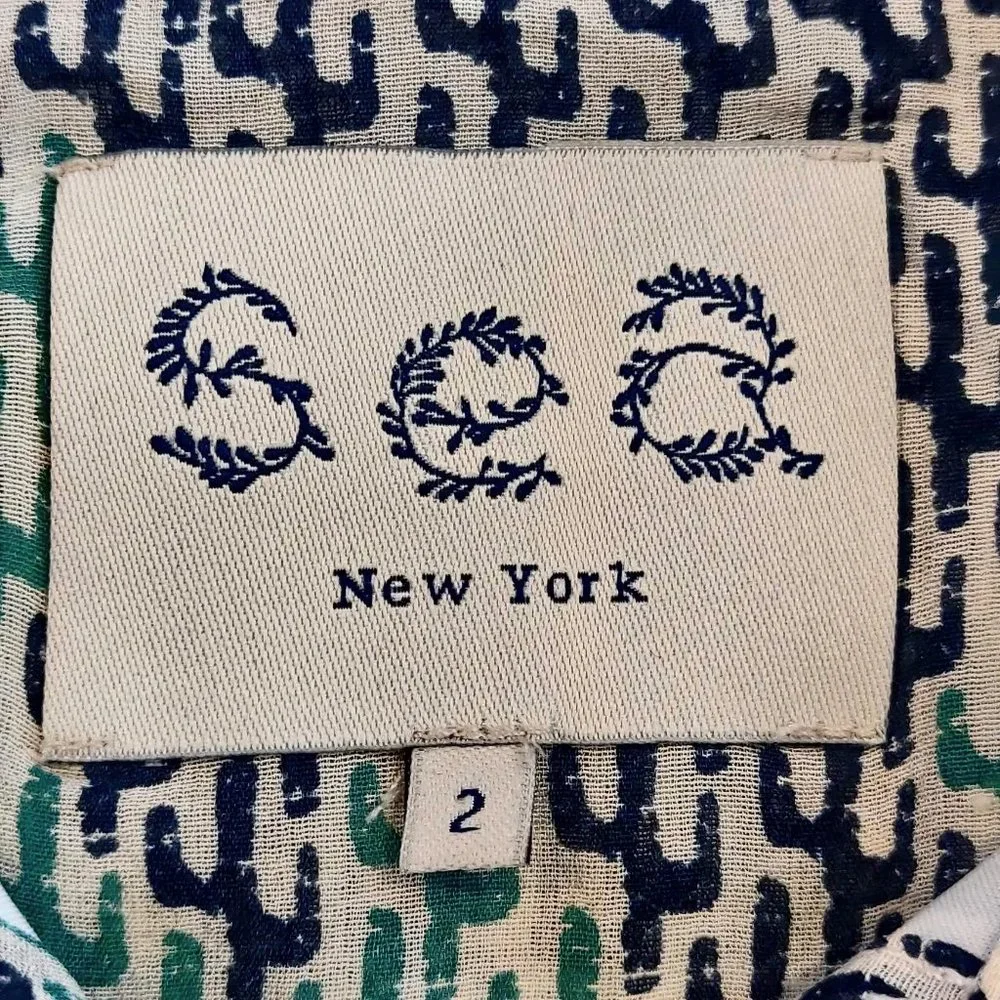 Sea New York Womens 2 Silk Cactus Print Sleeveless Tie Waist Tunic Mini Dress - Picture 9 of 10